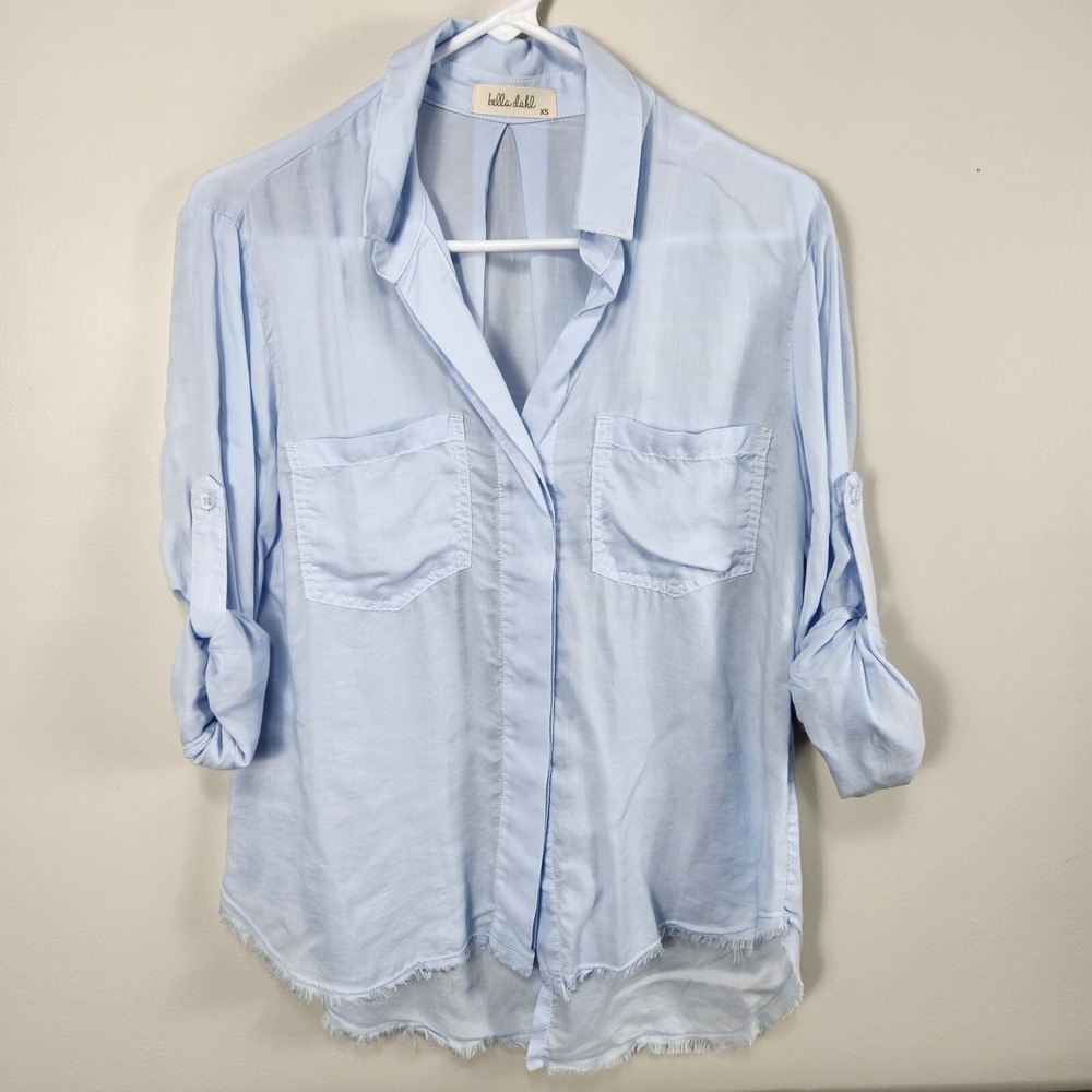 Bella Dahl NWT Womens Light Blue Split Back Button Down Shirt XS Beach‎ Coastal - Picture 3 of 13